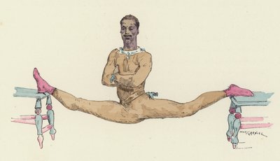 Mandlig gymnast laver splitterne (farve litho) af Jules Arsene (after) Garnier