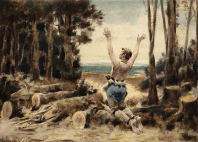 Couillatris, en træmand fra landsbyen Gravot nær Chinon, beklager sig over at have mistet sin økse. Pantagruel. Illustration af Jules Garnier. I "Rabelais et l