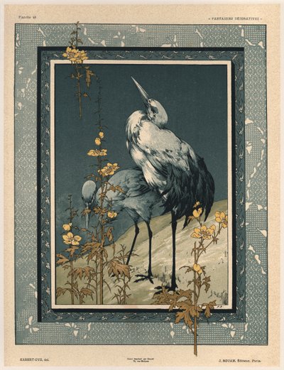 Storke, planche 40 fra "Fantaisies decoratives", graveret af Gillot, udgivet af Jules Rouam, Librairie de l