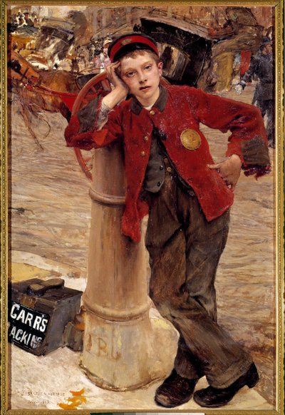 Det lille engelske skopudsermaleri af Jules Bastien Lepage (1848-1884) 1882 Søn. 0,89x1,32 m Paris, Dekorativ kunst af Jules Bastien Lepage