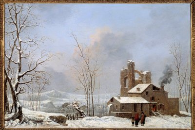 Vinterlandskabsmaleri af Cesar Van Loo (1743-1821) Quimper fra det 18. århundrede, Museum of Fine Arts af Jules Cesar Denis van Loo