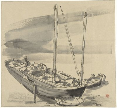 Både ved Grancamp (Calvados) af Jules Chadel
