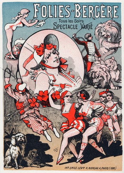 Kunst. Underholdning. Show på Folies Bergeres, Paris. Plakat af Jules Cheret, Frankrig af Jules Cheret
