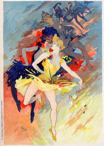 Kunst. Underholdning. Dansen. Allegori af Jules Cheret, Frankrig, ca. 1890 (plakat) af Jules Cheret