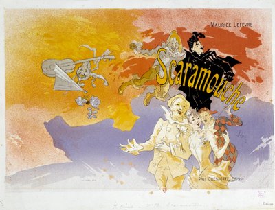 Bogomslag til Scaramouche af Maurice Lefevre. Illustration af Jules Cheret (1836-1932) 1891 Paris, B.N. af Jules Cheret