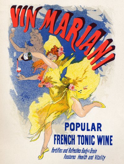 Mad og drikkevarer. Mariani French Tonic Wine (første cocawine). Plakat af Jules Cheret (1836-1932), Frankrig af Jules Cheret