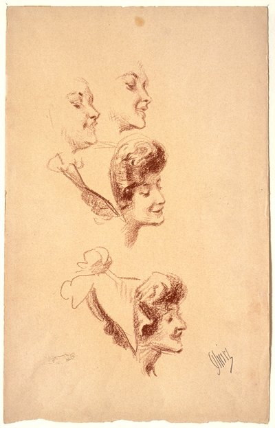 Vier Studien eines Frauenkopfes af Jules Cheret