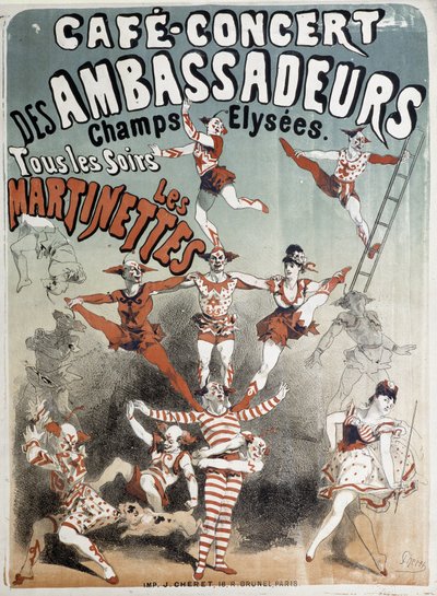 Martinettes på Cafe-Concert des Ambassadeurs - Plakat af Jules Cheret, slutningen af ​​det 19. århundrede af Jules Cheret