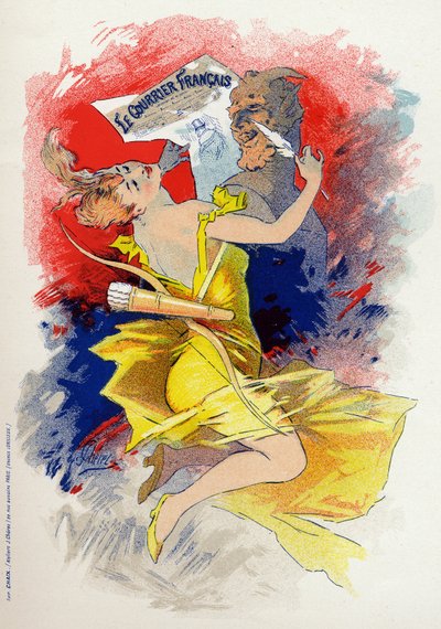 Litteratur. Avisen Le Courrier Francais. Allegori af Jules Cheret, Frankrig, ca. 1890 (plakat) af Jules Cheret