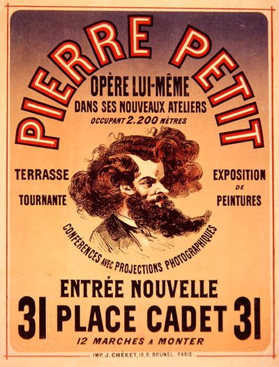 Plakat, der reklamerer for Pierre Petits nye studier af Jules Cheret
