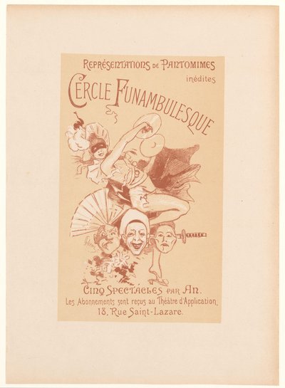 Reklamekort til Cercle Funambulesque Cercle Funambulesque (titel på objekt) af Jules Cheret