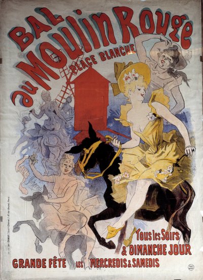 Rød møllekugle hvidt sted. Plakat af Jules Cheret (1836 - 1932) af Jules Cheret