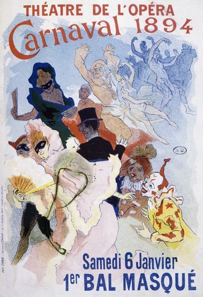 Teater af Opera: karneval i 1894, kuglemaske - plakat af Jules Cheret af Jules Cheret
