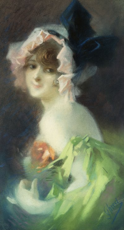 Kvinde med Handsker; Femme aux Gants, af Jules Cheret