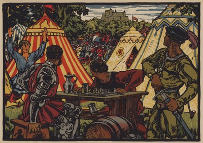Schweizernes sejr over Det Hellige Romerske Rige i slaget ved Dornach, 22. juli 1499 (farve litho) af Jules Courvoisier