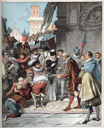 - Illustration af Jules David (1808-1892) fra Histoire de Don Quixote (Don Quixote) - 1887 - af Miguel de Cervantes Saavedra (1547-1616) - af Jules David