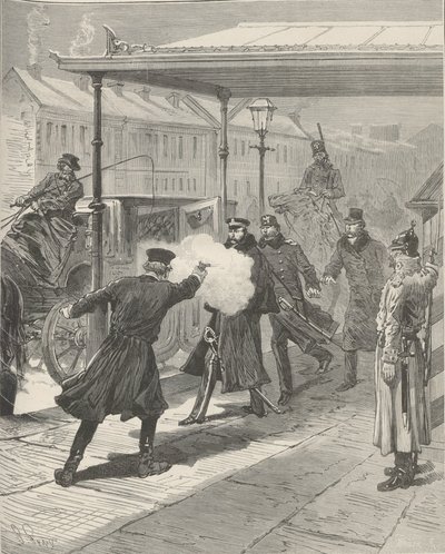 Mordet på grev Mikhail Loris-Melikov. Fra Le Monde Illustré, 1880. af Jules Descartes Férat