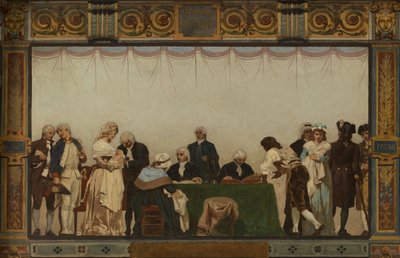 Skitse til rådhuset i det 20. arrondissement: Naissance, patrie, devoir, droits af Jules Didier