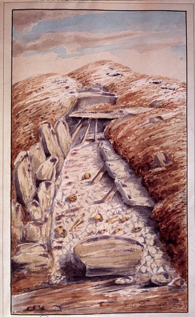 Forhistorie: Dolmen of Etang-la-Ville (Yvelines), Akvarel af Jules Dumoutet (1815-1880) af Jules Dumoutet