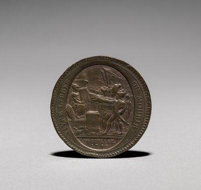 Medalje: Fem Soler udstedt af Monneron Brothers, Paris, 1792 forside. af Jules Dupré