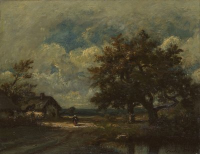 The Cottage by the Roadside, Stormy Sky, ca. 1860. af Jules Dupré