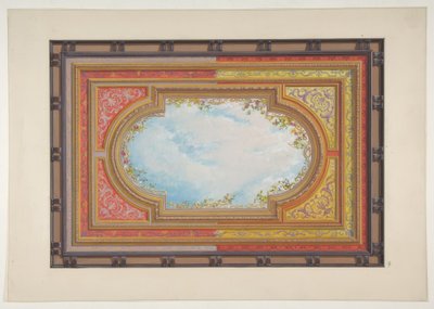 Design til et loft malet med trompe loeil skyer af Jules Edmond Charles Lachaise