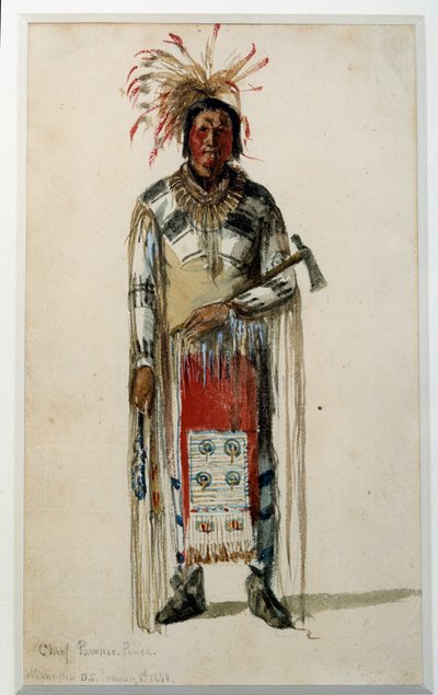 Indian of America: "" Footprint of an Indian Chief of the Pawnee Ponca Tribe" Litografi af Jules Emile (Jules-Emile) Saintin (1829-1894) 1858 La Rochelle, Musee du Nouveau Monde af Jules Emile Saintin