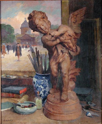 Stilleben med en engel af Jules Ernest Renoux
