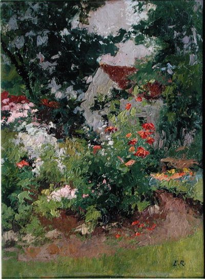 Studiet på Romeny, hus og have (spisestue) af Jules Ernest Renoux
