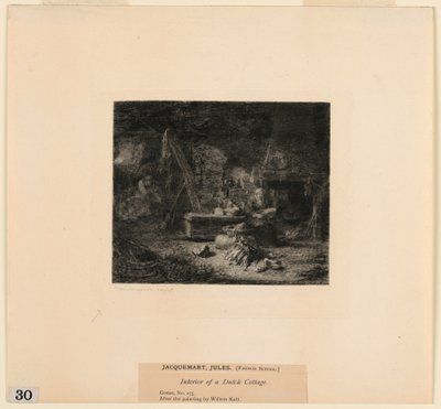 Interiør af et hollandsk sommerhus, fra "Etchings of Pictures in the Metropolitan Museum, New York" af Jules Ferdinand Jacquemart