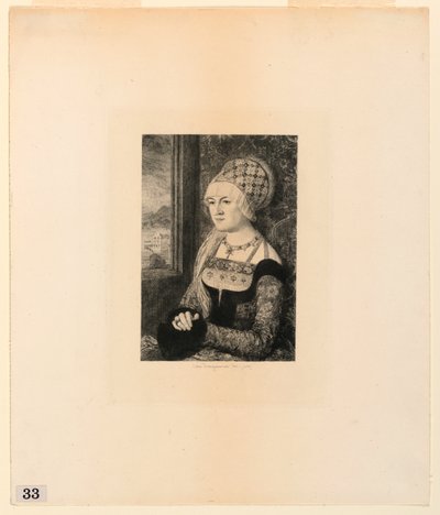 Portræt af en ung kvinde, fra "Etchings of Pictures in the Metropolitan Museum, New York" af Jules Ferdinand Jacquemart