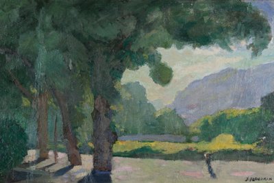 Grenoble, set fra Île Verte 1922 Olie på pap af Jules Flandrin