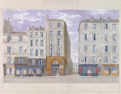 Nr.28 til No.34 Rue du Four, Paris, Frankrig, 1893 (wc på papir) af Jules Gaildrau