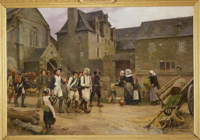 The Revolutionarys of Fouesnant afrundet af nationalgarden i 1792, ca. 1886-87 (olie på lærred) af Jules Girardet