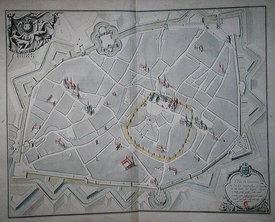 Plan over den gamle og den nye bymur i Dijon af Jules Hardouin Mansart