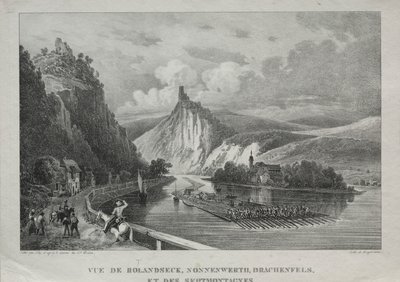 Udsigt over Rolandseck, Nonnenwerth, Drachenfels og Siebenbirge af Jules Jean Baptiste de Joly