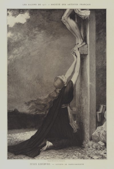 Douleur de Marie-Madeleine (Maria Magdalenes sorg) (litho) af Jules Joseph (after) Lefebvre