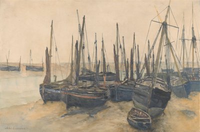 Fiskerbåde fortøjet af Jules Lessore