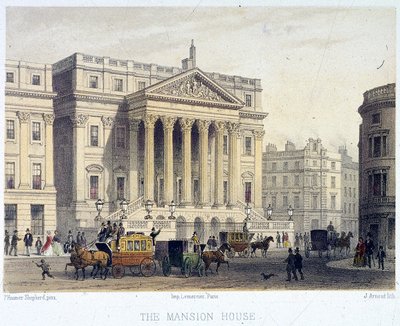Mansion House eksteriør, London, 1854 af Jules Louis Arnout