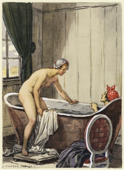 Illustration til Casanovas erindringer (farvelitografi) af Jules Marie Auguste Leroux