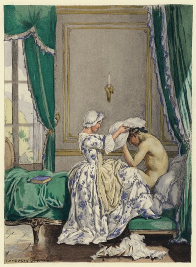 Illustration til Casanovas erindringer (farvelitografi) af Jules Marie Auguste Leroux