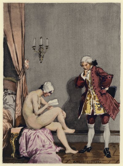 Illustration til Casanovas erindringer (farvelitografi) af Jules Marie Auguste Leroux