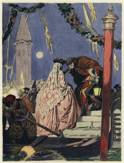 Illustration til Casanovas erindringer (farvelitografi) af Jules Marie Auguste Leroux