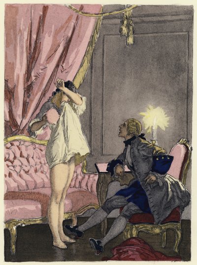 Illustration til Casanovas erindringer (farvelitografi) af Jules Marie Auguste Leroux