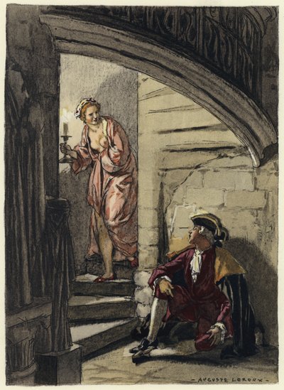 Illustration til Casanovas erindringer (farvelitografi) af Jules Marie Auguste Leroux