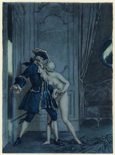 Illustration til Casanovas erindringer (farvelitografi) af Jules Marie Auguste Leroux