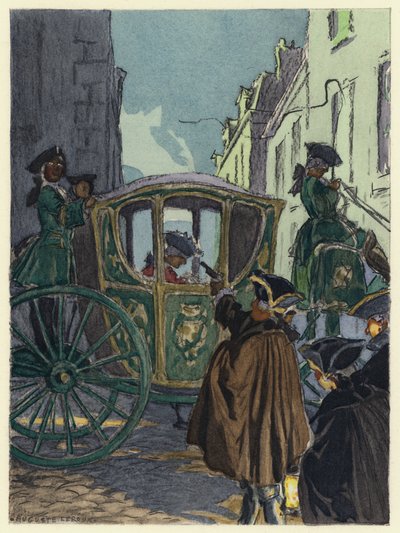 Illustration til Casanovas erindringer (farvelitografi) af Jules Marie Auguste Leroux