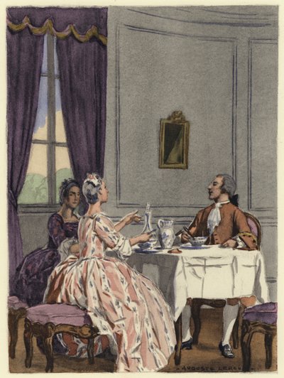 Illustration til Casanovas erindringer (farvelitografi) af Jules Marie Auguste Leroux