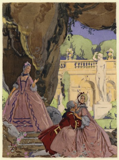 Illustration til Casanovas erindringer (farvelitografi) af Jules Marie Auguste Leroux