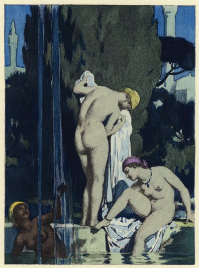 Illustration til Casanovas erindringer (farvelitografi) af Jules Marie Auguste Leroux